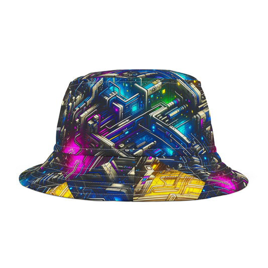 Tech Art Fusion Tech-Forward Streetwear Bucket Hat - 8404 Design-45