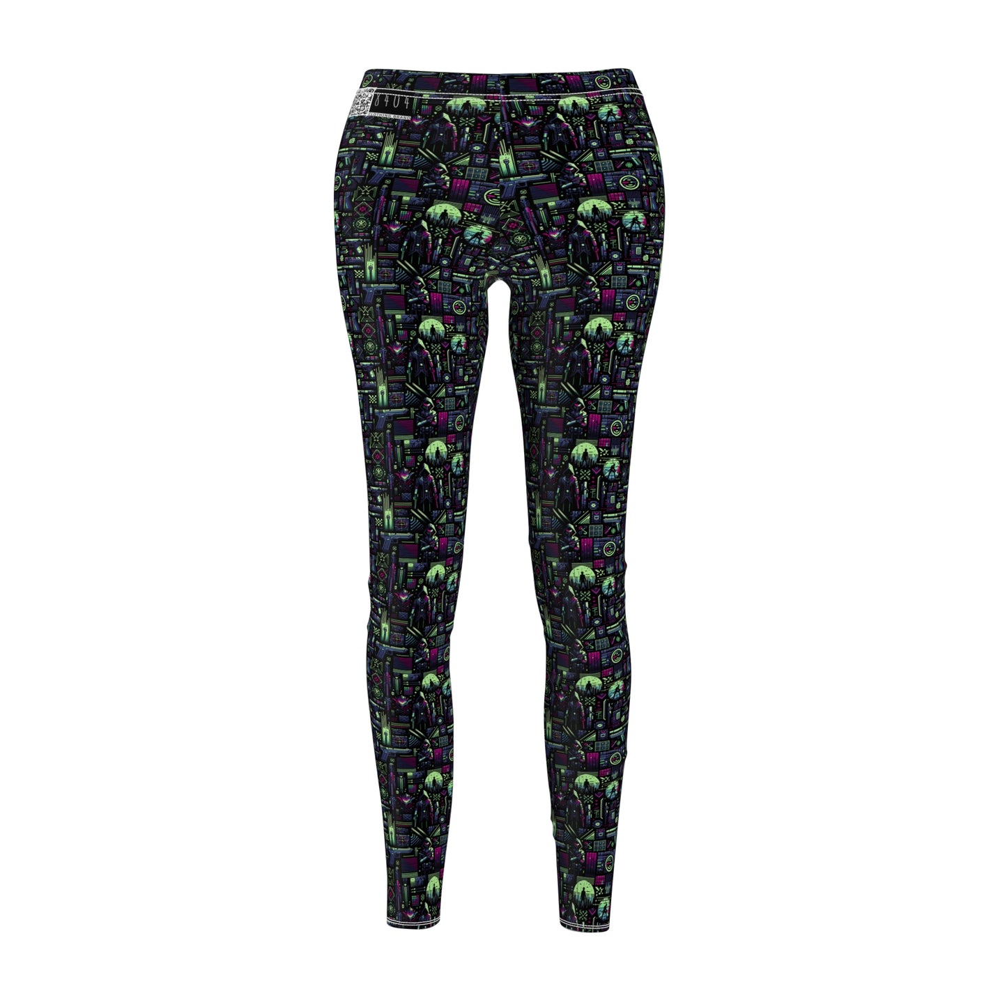 Tech Noir Futuristic Cyberpunk Women's Cut & Sew Casual Leggings - 8404 Design-63
