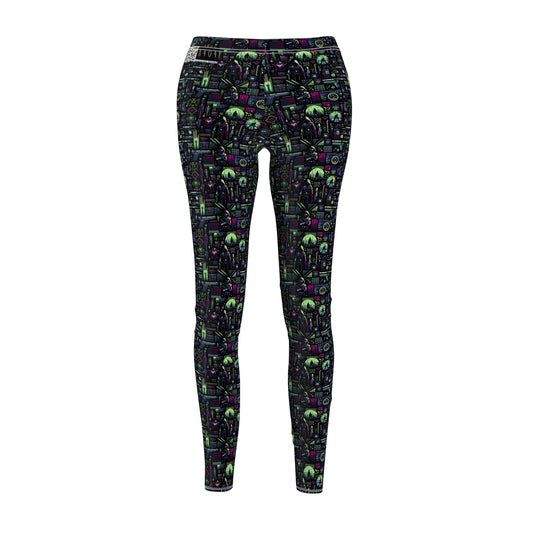 Tech Noir Futuristic Cyberpunk Women's Cut & Sew Casual Leggings - 8404 Design-63