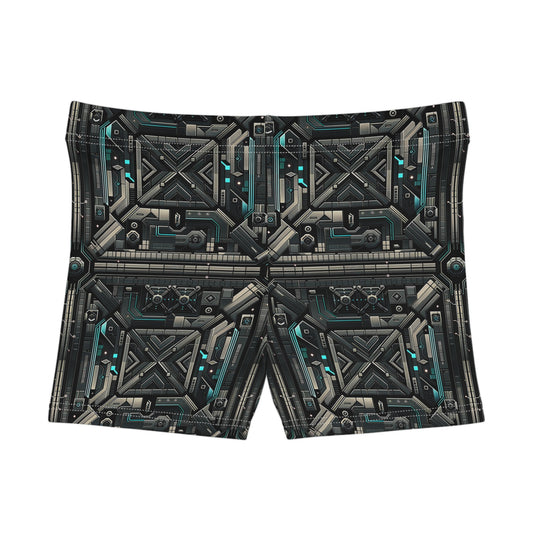 Tech Noir Futuristic Tech Aesthetic with a Dark Twist Women's Shorts - 8404 Design-59