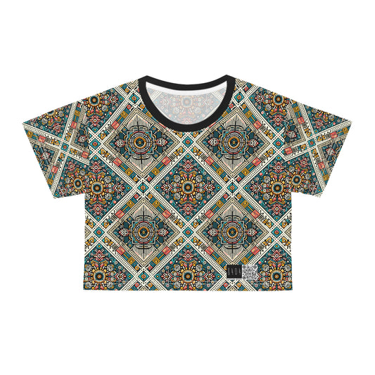 Cultural Fusion Tech Blend of Cultural Heritage With Tech-Inspired Elements Crop Tee - 8404 Design-64