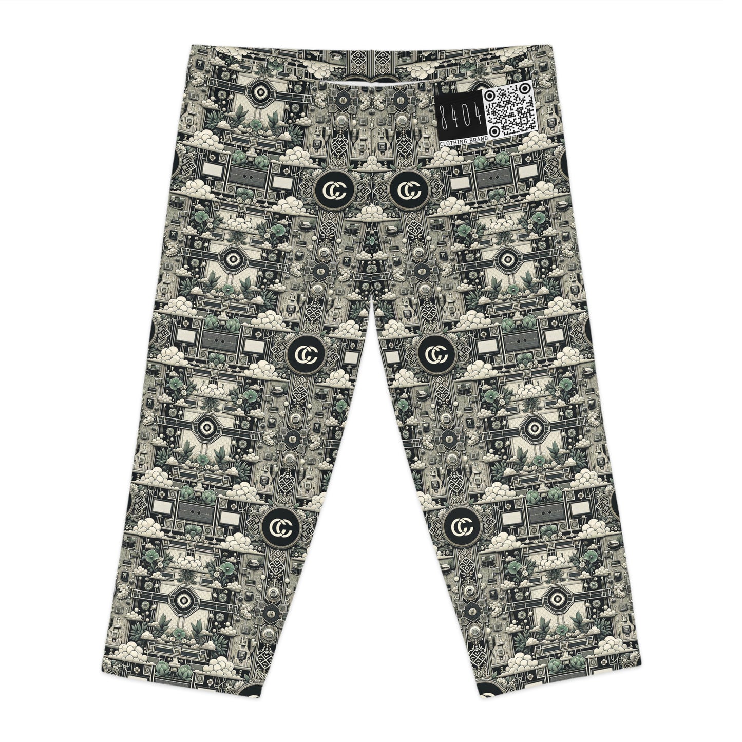 Cyber Garden Party Tech Garden Extravaganza Women's Capri Leggings - 8404 Design-54