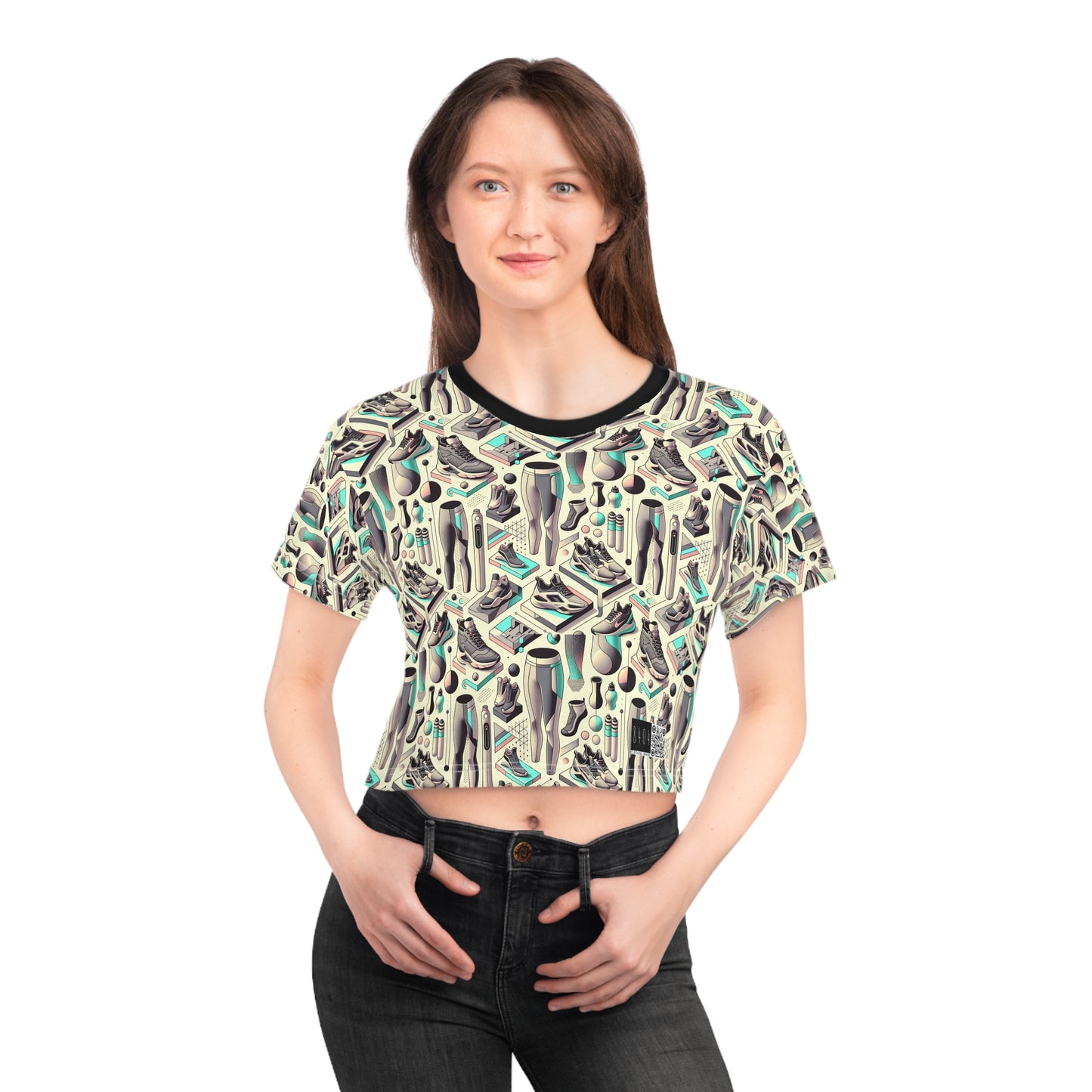 Tech-Infused Athleisure Futuristic Athletic Tech Crop Tee - 8404 Design-44