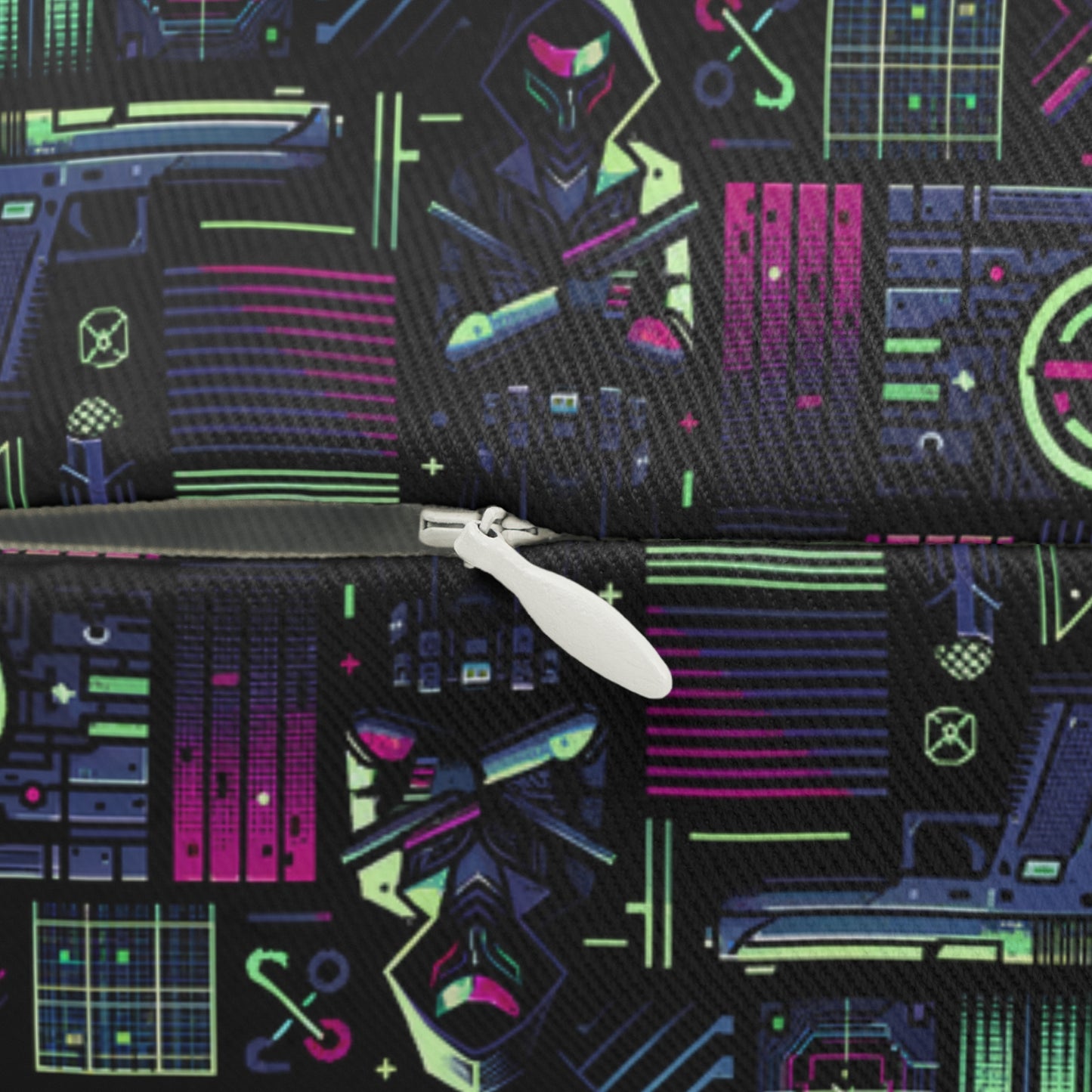 Tech Noir Futuristic Cyberpunk Spun Polyester Lumbar Pillow - 8404 Design-63 S