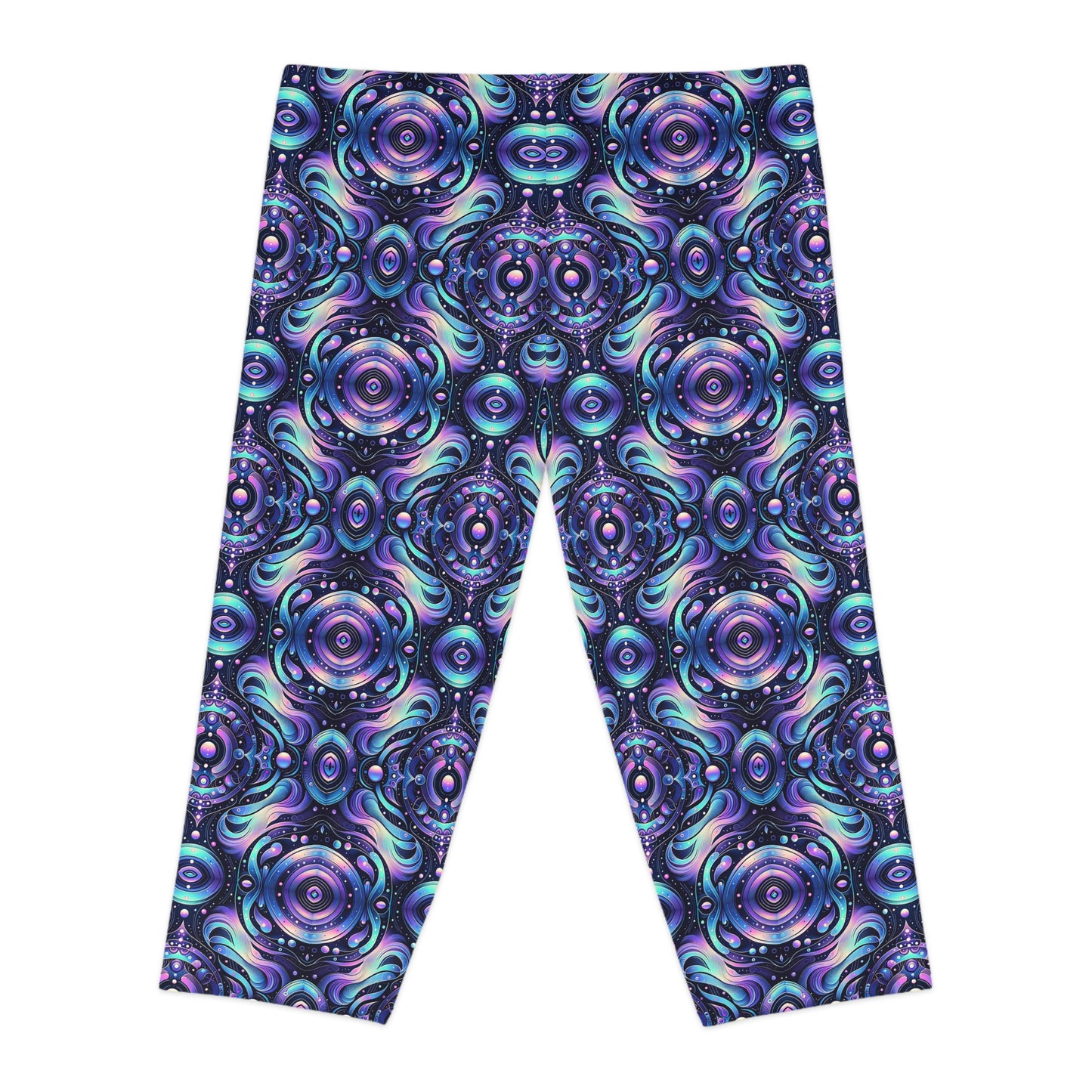 Iridescent Tech Fusion Tech-Forward Streetwear Women's Capri Leggings - 8404 Design-62