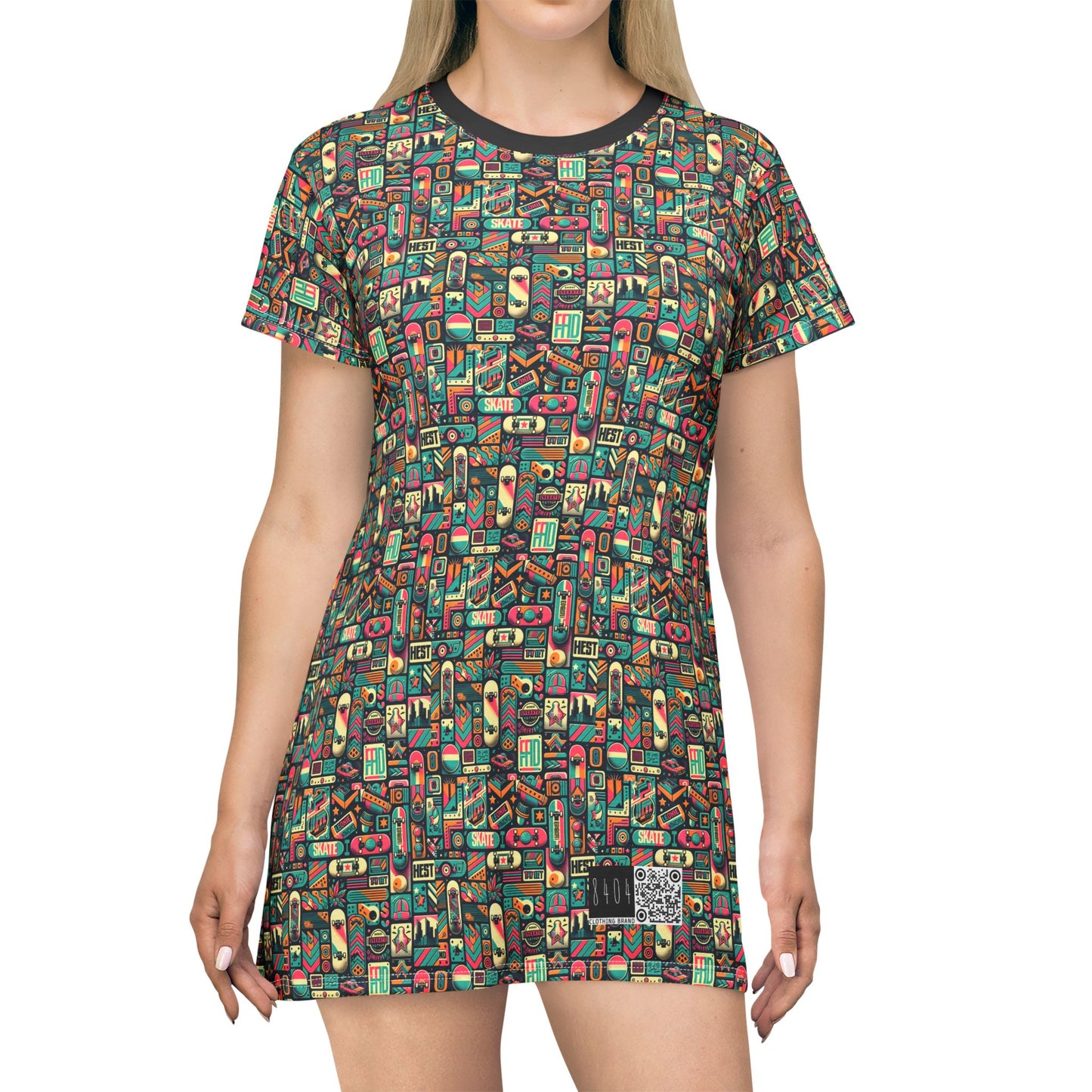 Skate Culture Revival Urban Retro Cool T-Shirt Dress - 8404 Design-61