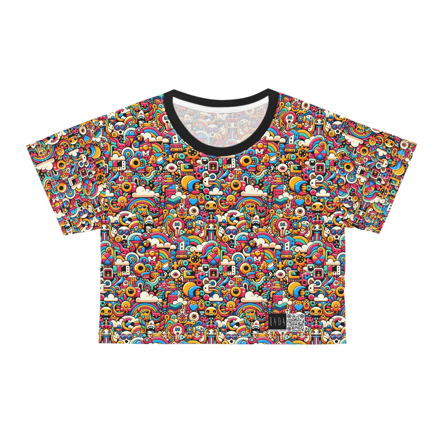 Neon Pop Playful Pop Culture Mashup Crop Tee - 8404 Design-62
