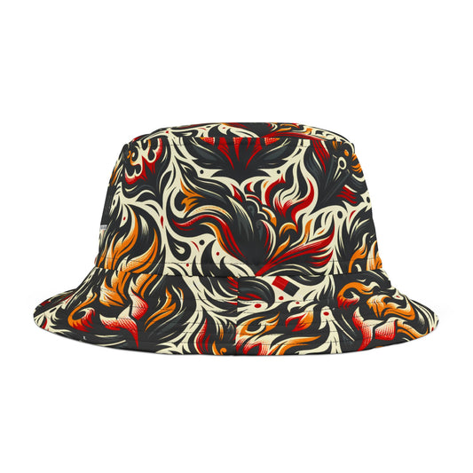 Fire & Flames Bold Streetwear Statement Bucket Hat - 8404 Design-57