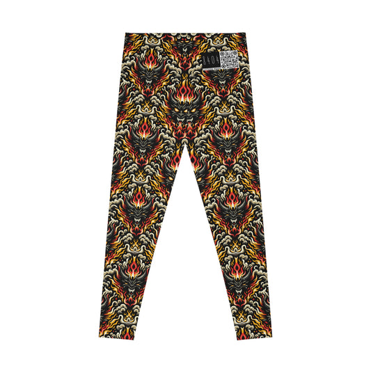 Flame Graphics Maximalist Streetwear Stretch Leggings - 8404 Design-59