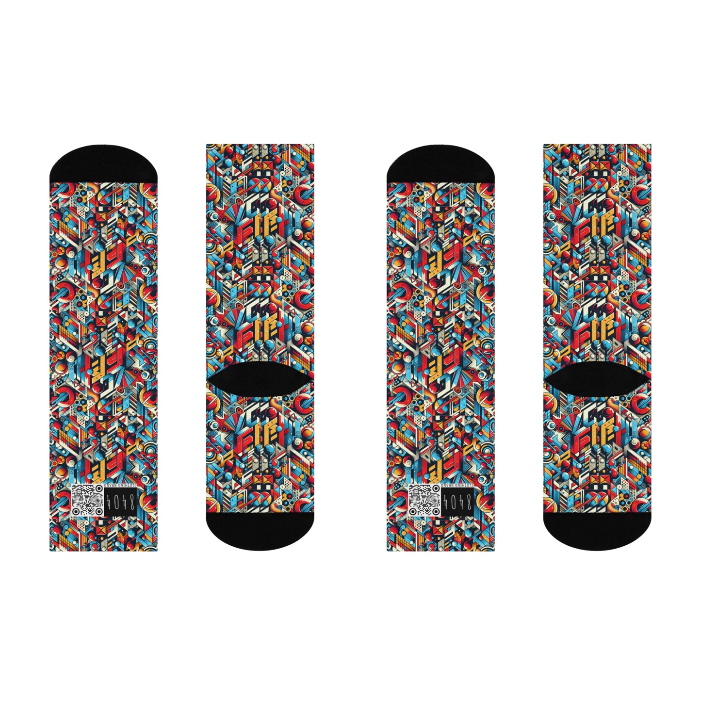 Neo-Traditional Street Art Modern Street Art Fusion Cushioned Crew Socks - 8404 Design-67