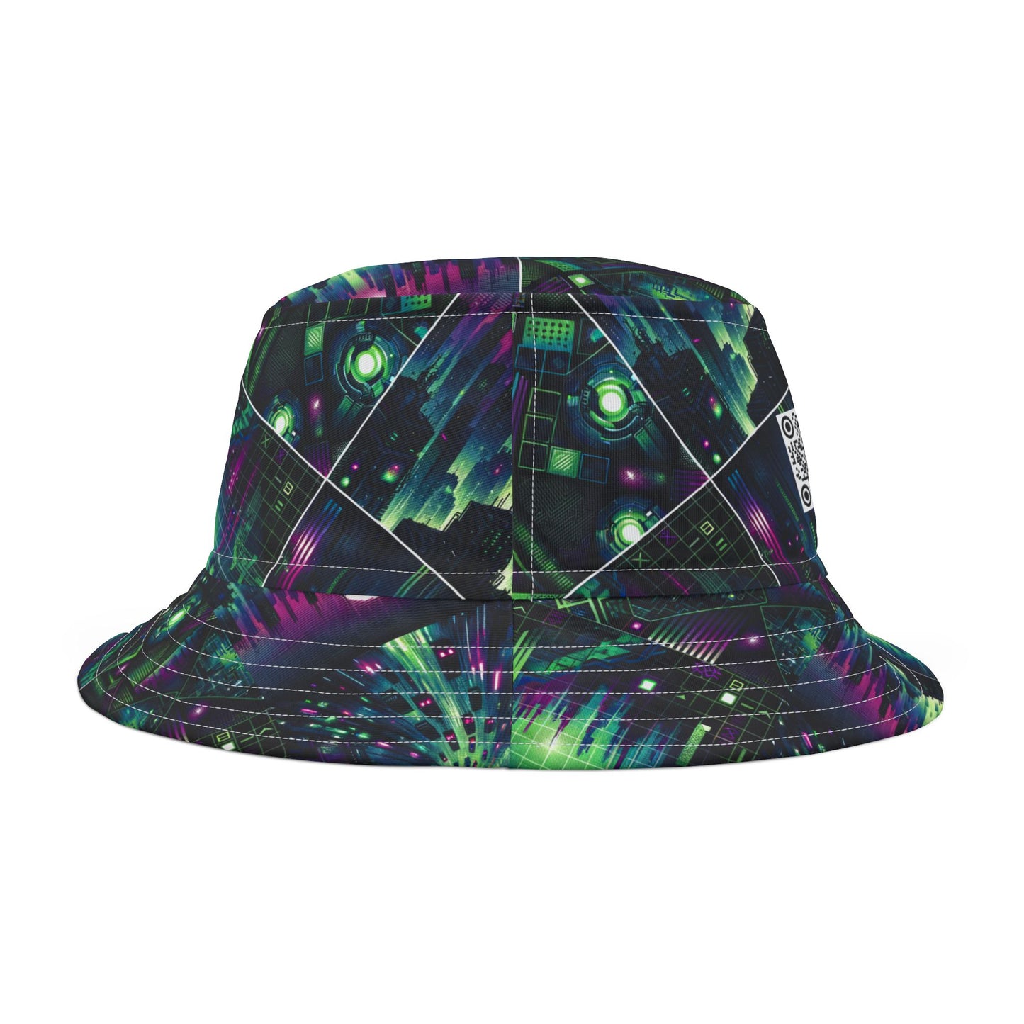 Tech Noir Aesthetics Tech-Forward Urban Dystopia Bucket Hat - 8404 Design-54