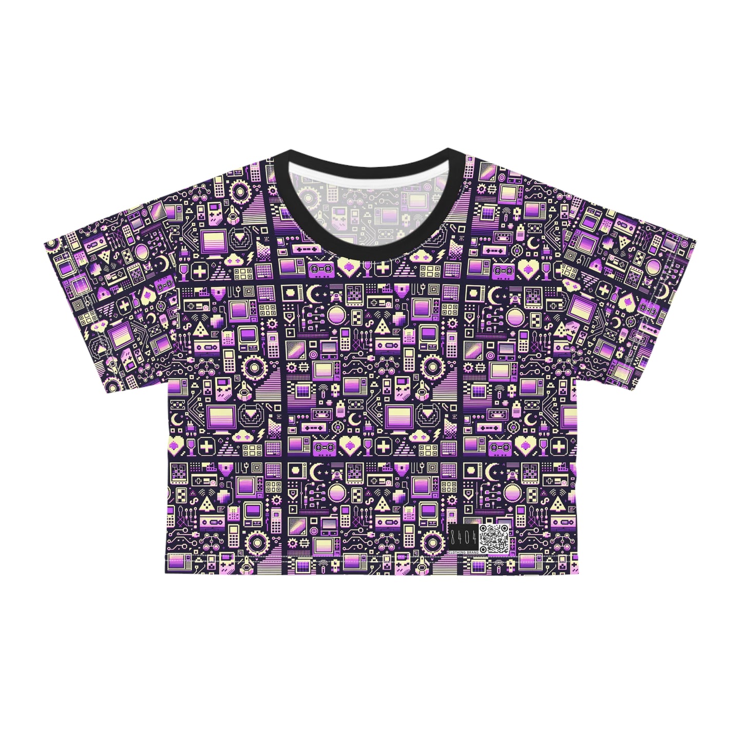 Digital Nostalgia Remix Modern Vintage Fusion Crop Tee - 8404 Design-54