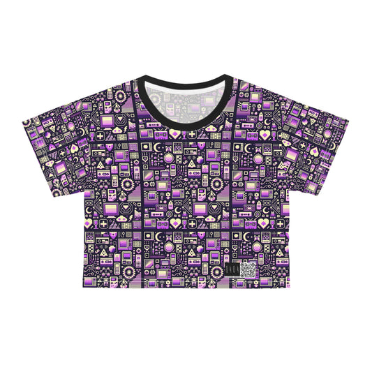 Digital Nostalgia Remix Modern Vintage Fusion Crop Tee - 8404 Design-54