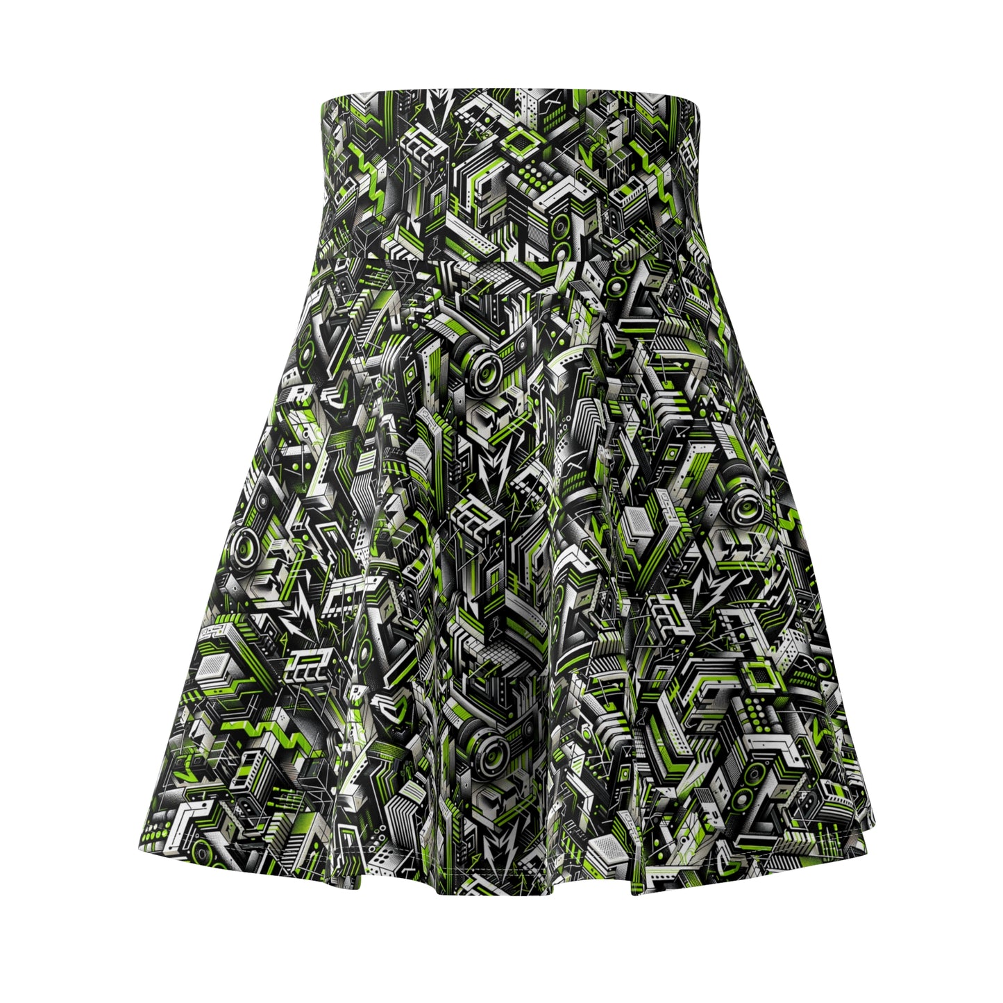 Graffiti Tech Fusion Bold Streetwear Fusion Women's Skater Skirt - 8404 Design-53