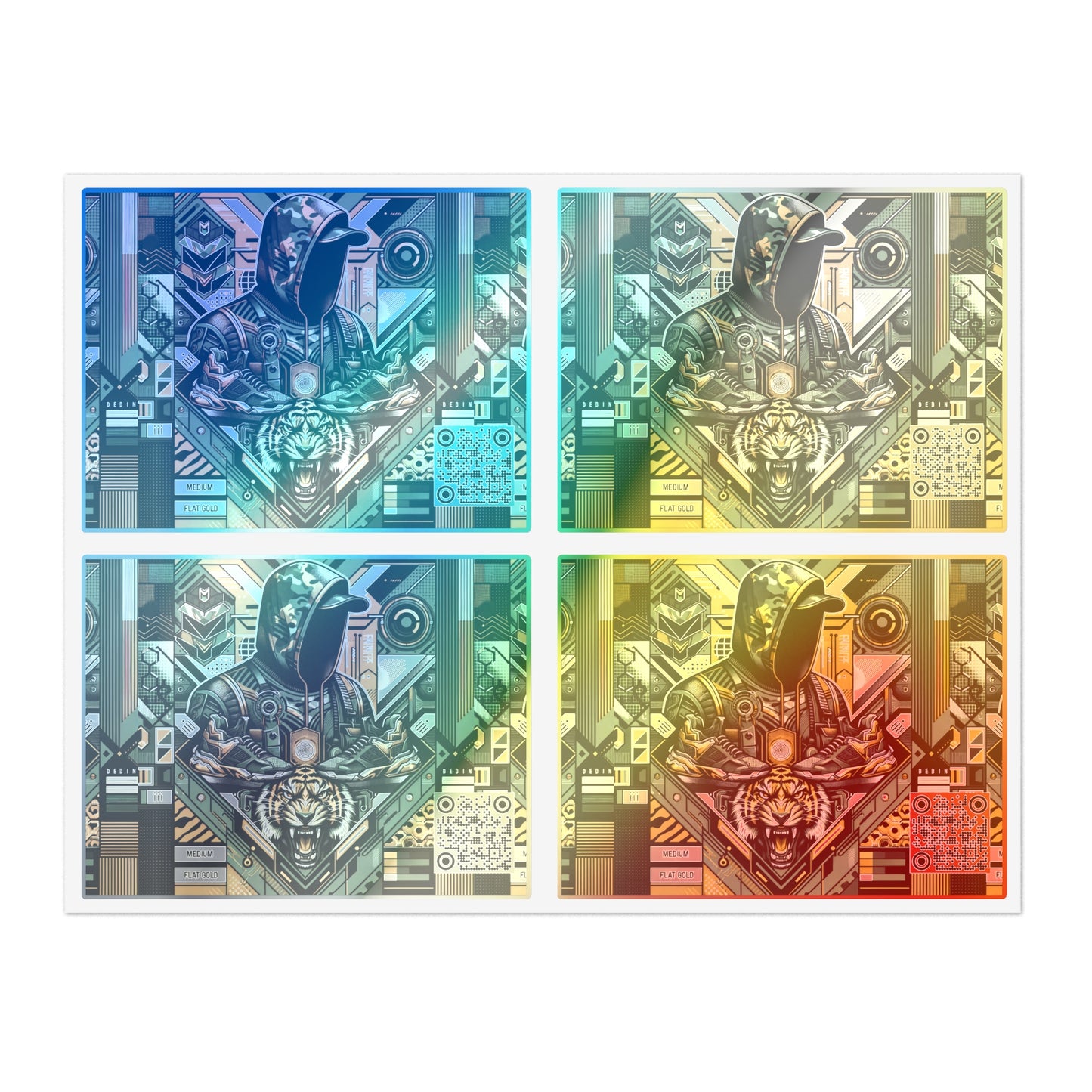 Neo-Camo Fusion Tech-Forward Streetwear Sticker Sheets - 8404 Design-64