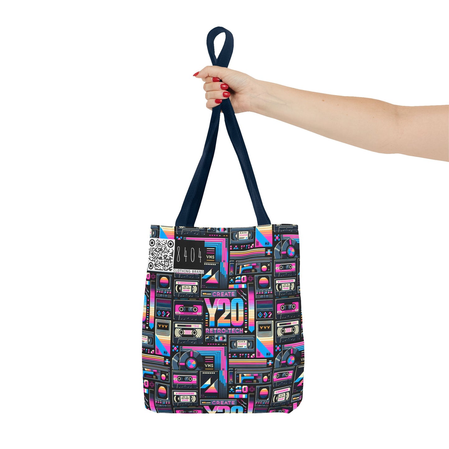 Digital Nostalgia Tech-Inspired Retro Fusion Tote Bag - 8404 Design-65