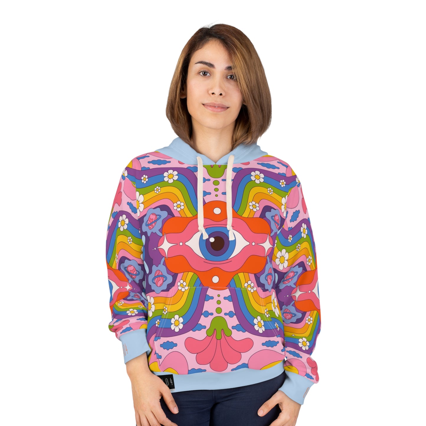 8404's Unisex Adult "the Eye of Trance in Baby Blue" Fashion Pullover Hoodie