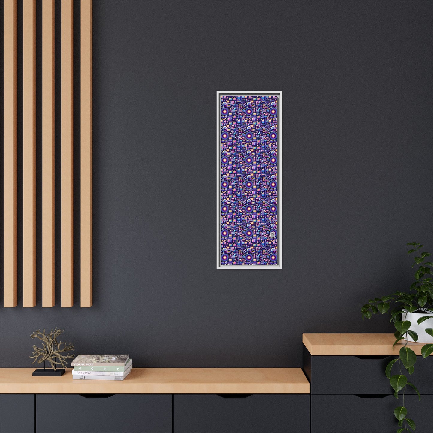 Digital Nostalgia Modern Retro Fusion Matte Canvas, Framed (multi-Color) - 8404 Design-64 B