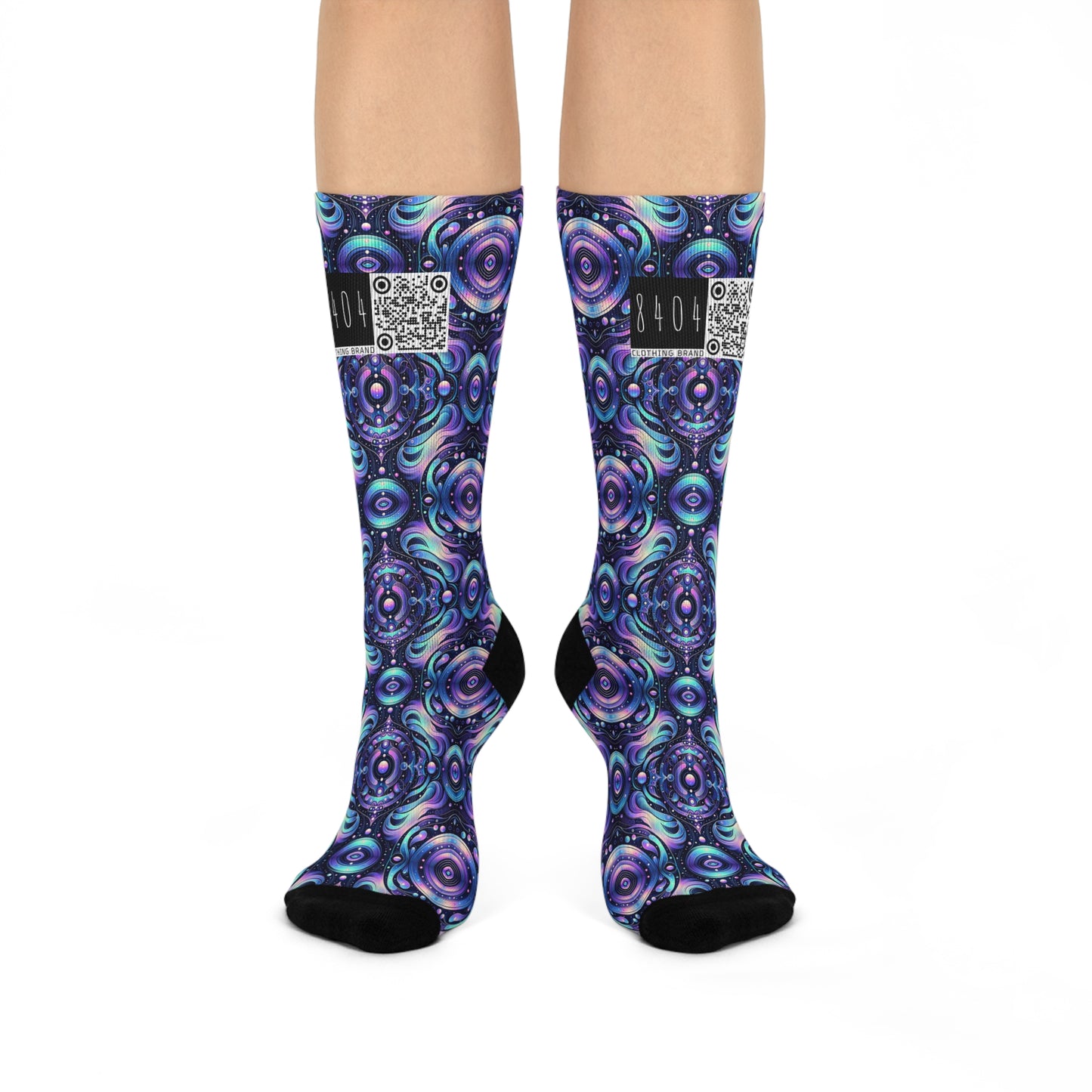 Iridescent Tech Fusion Tech-Forward Streetwear Cushioned Crew Socks - 8404 Design-62
