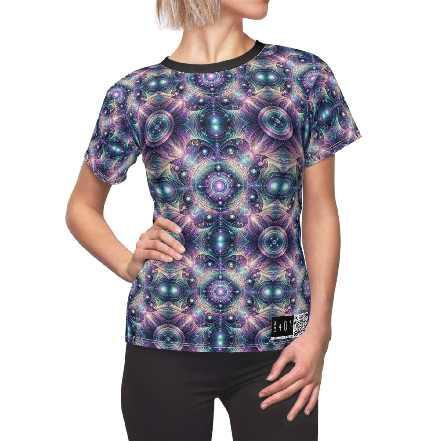 Iridescent Tech Fusion Tech-Forward Streetwear Women's Cut & Sew Tee - 8404 Design-61