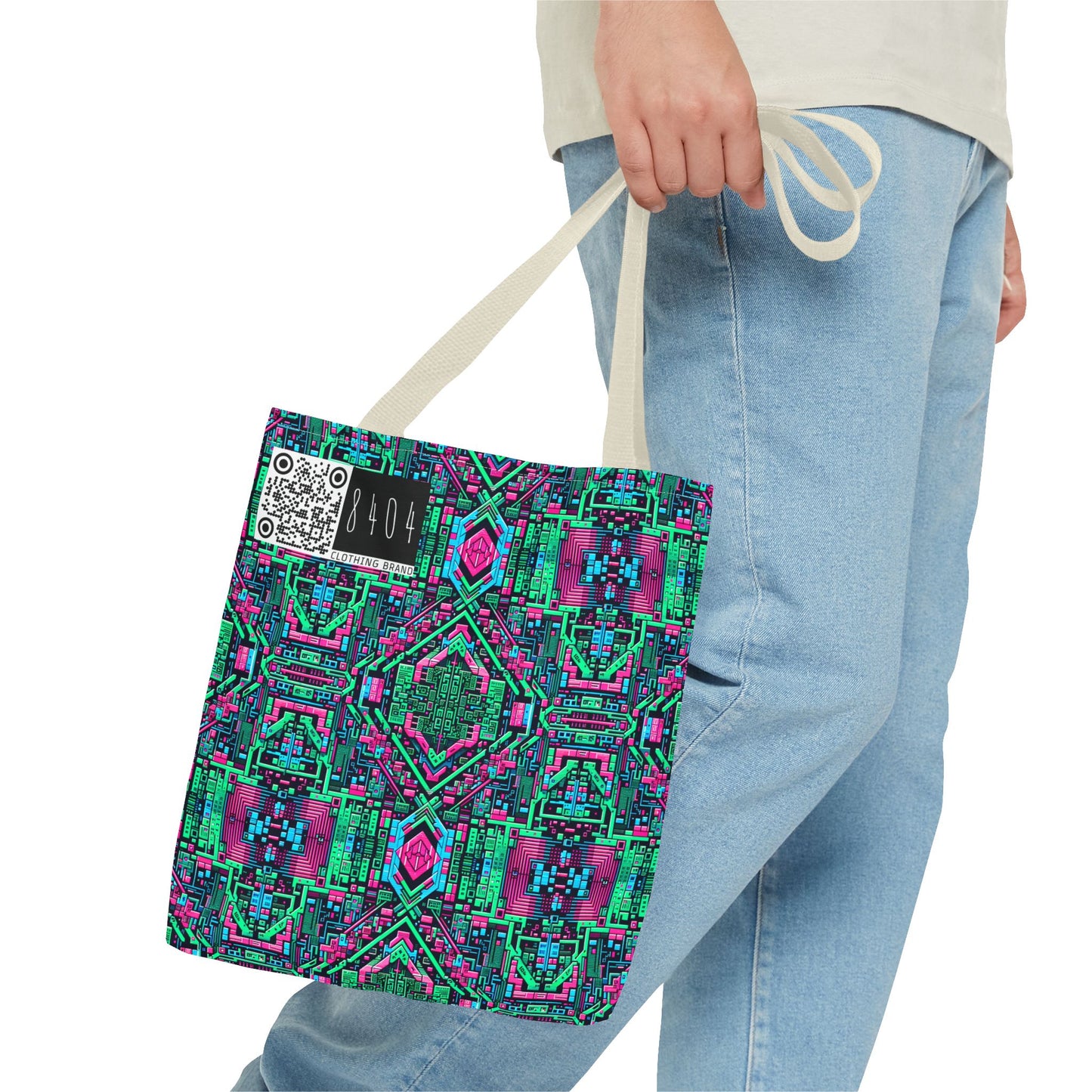 Digital Glitch Vibes Tech-Inspired Streetwear Tote Bag - 8404 Design-71
