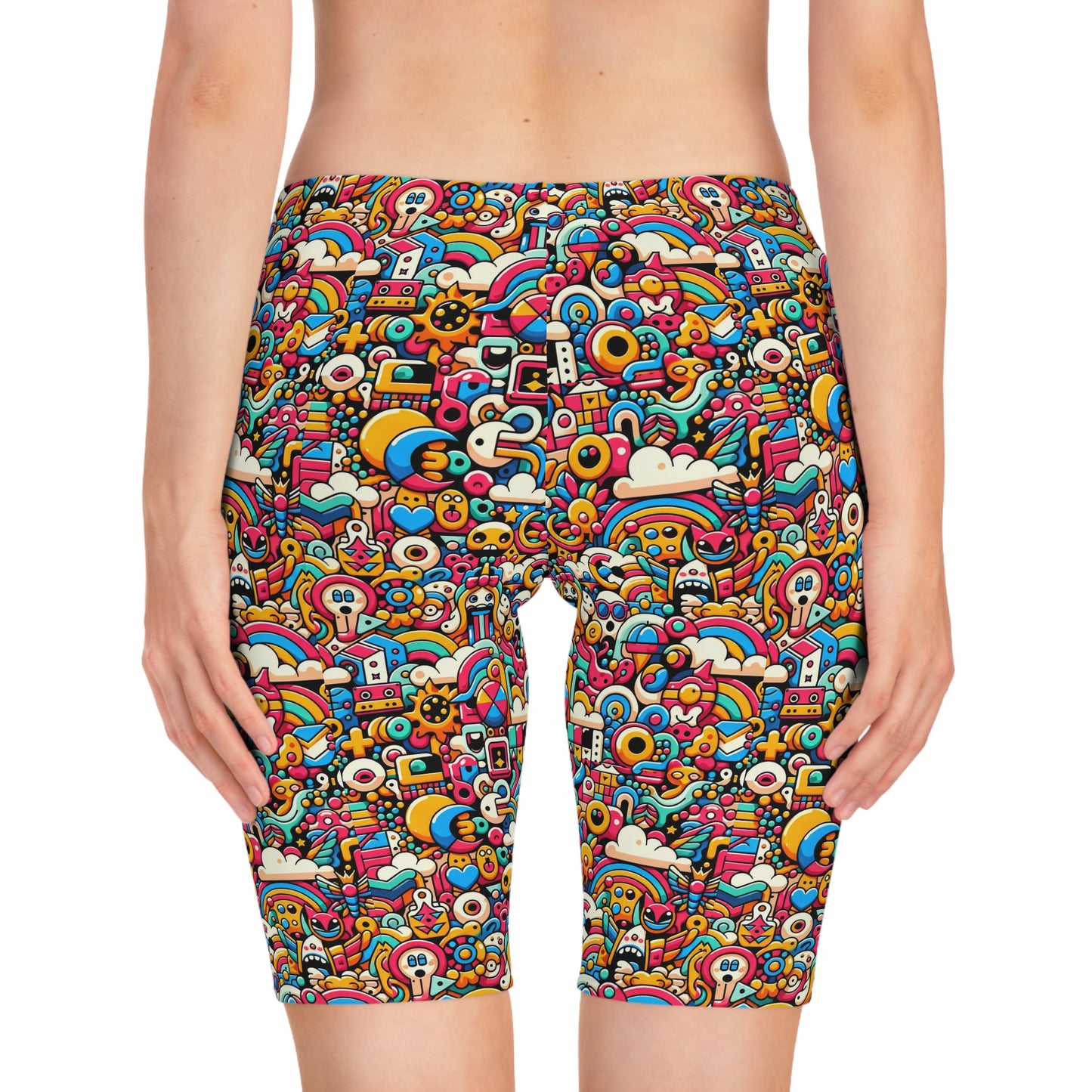 Neon Pop Playful Pop Culture Mashup Women's Bike Shorts - 8404 Design-62