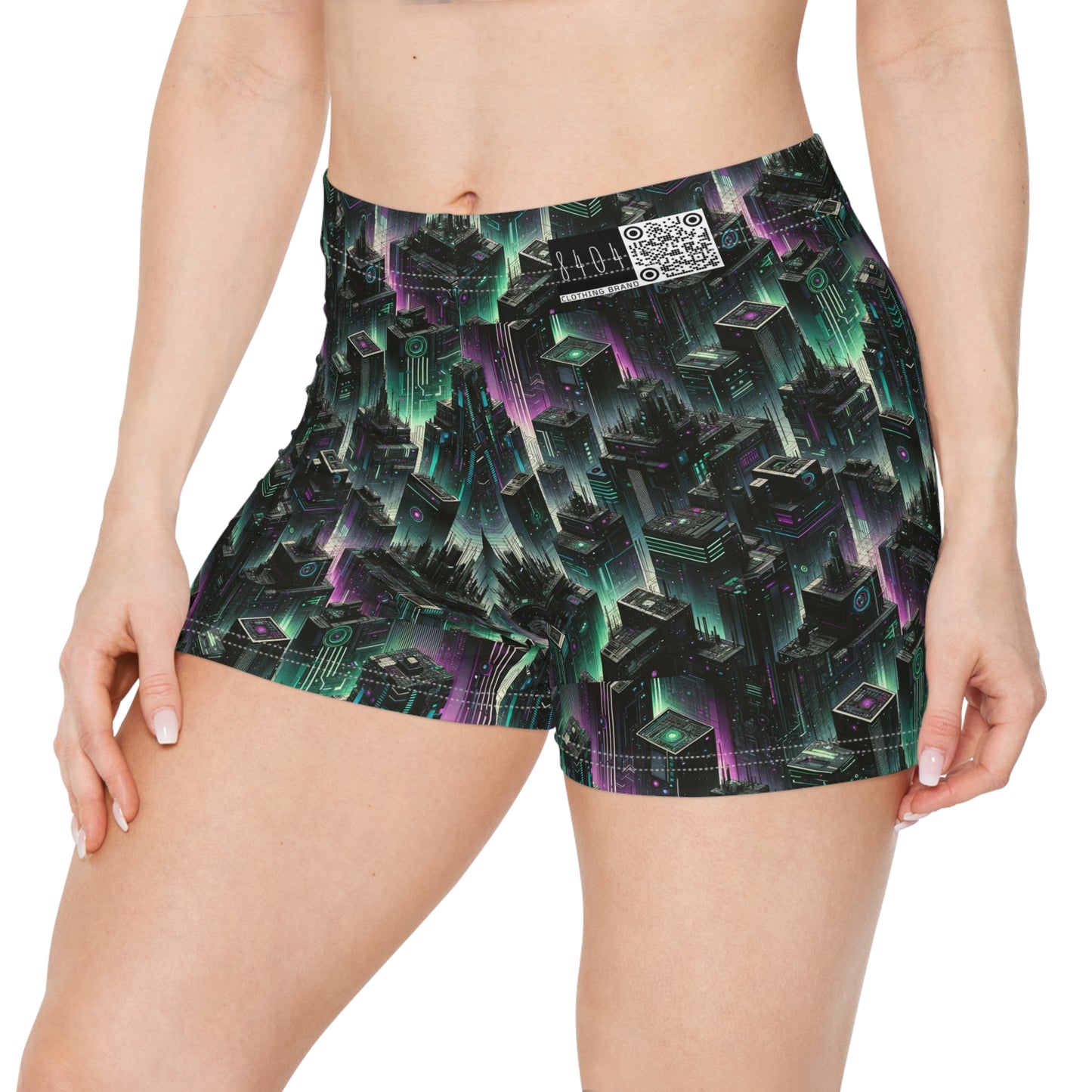 Tech Noir Aesthetics Tech-Forward Urban Dystopia Women's Shorts - 8404 Design-44
