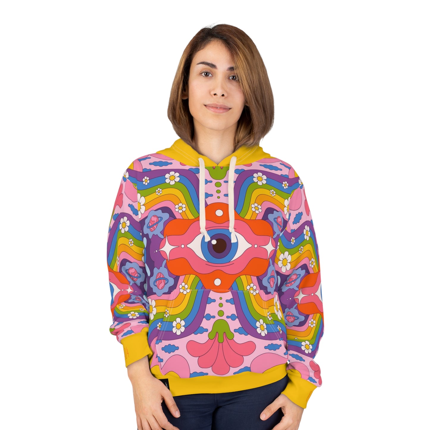 8404's Unisex Adult "the Eye of Trance in Yellow" Fashion Pullover Hoodie