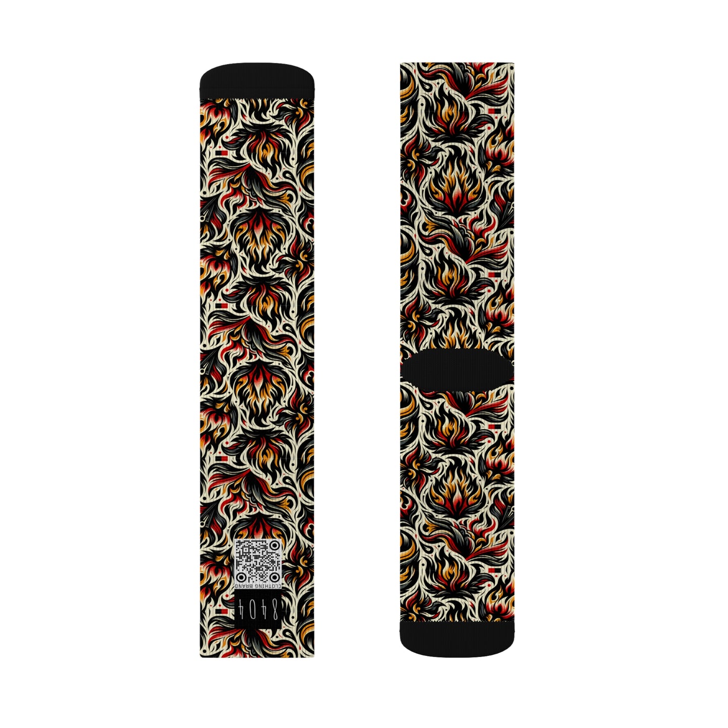 Fire & Flames Bold Streetwear Statement Sublimation Socks - 8404 Design-57