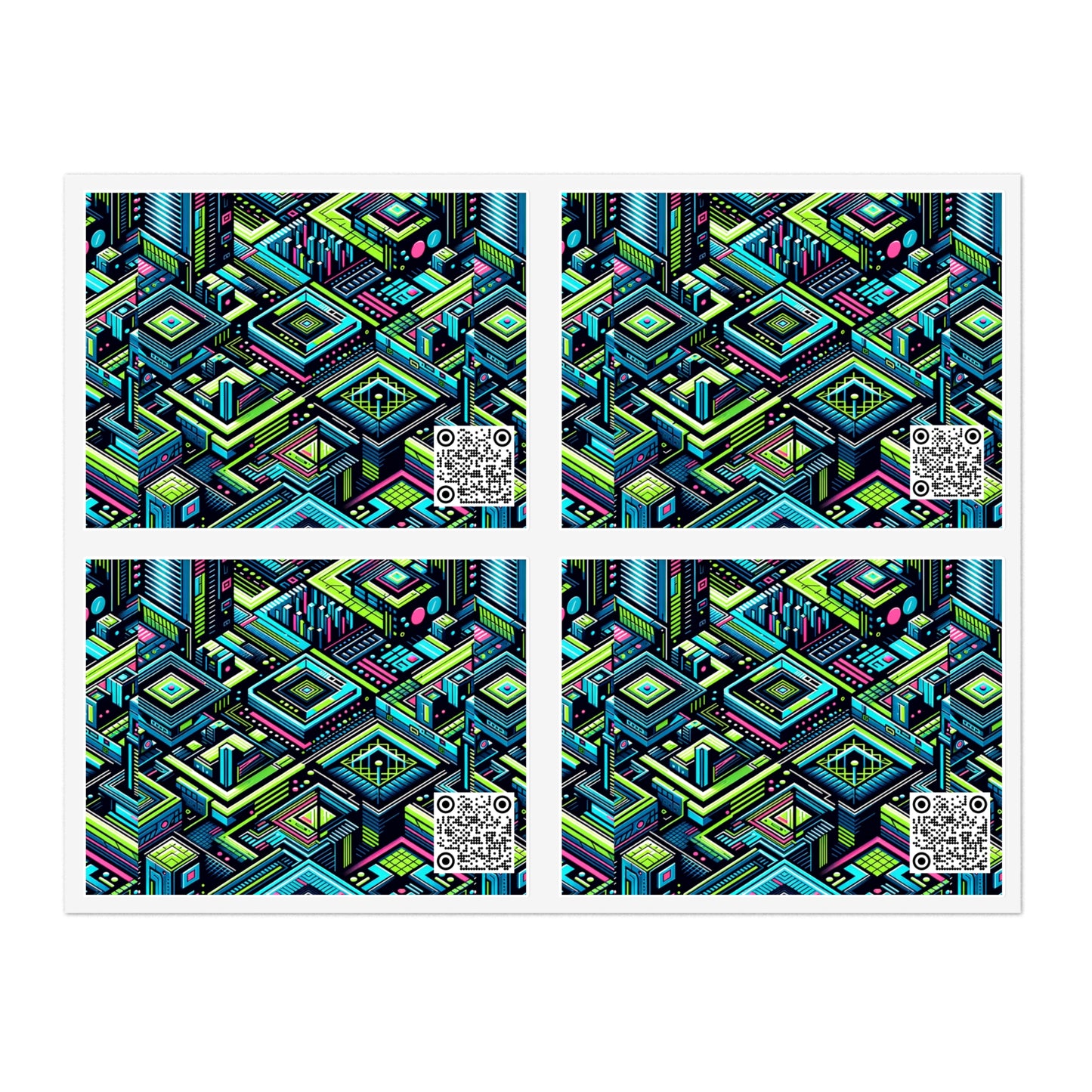Tech Neon Fusion Tech-Forward Streetwear Sticker Sheets - 8404 Design-51
