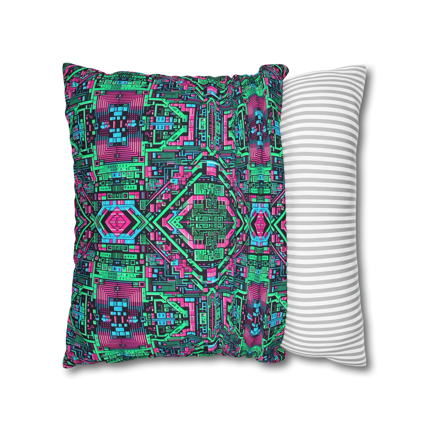 Digital Glitch Vibes Tech-Inspired Streetwear Faux Suede Square Pillowcase - 8404 Design-71