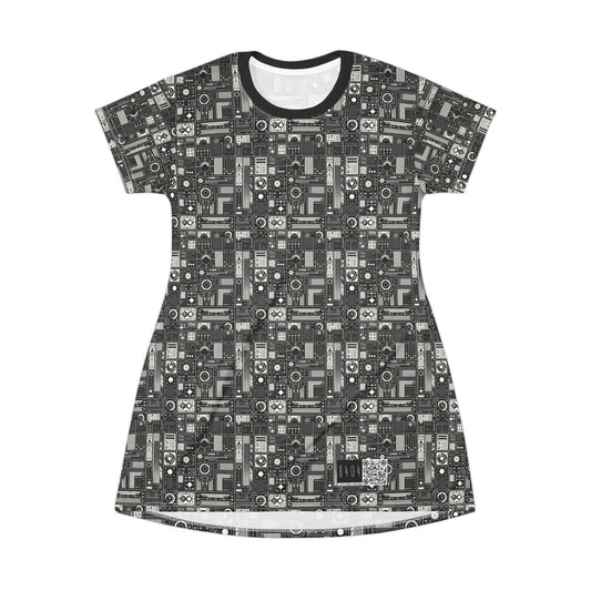 Digital Minimalism Minimalist Tech T-Shirt Dress - 8404 Design-62
