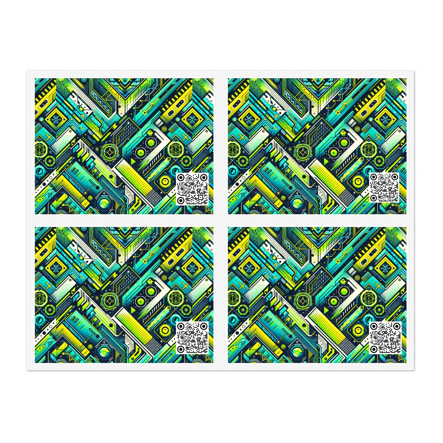 Tech-Infused Neon Tech-Forward Streetwear Sticker Sheets - 8404 Design-52