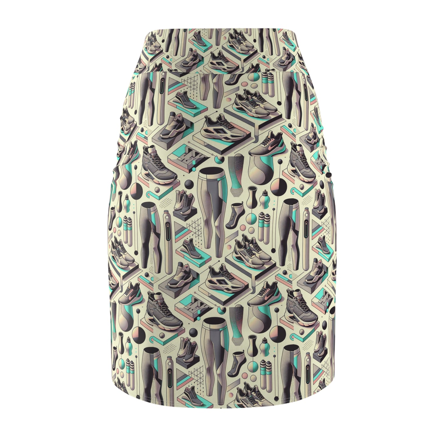 Tech-Infused Athleisure Futuristic Athletic Tech Women's Pencil Skirt - 8404 Design-44