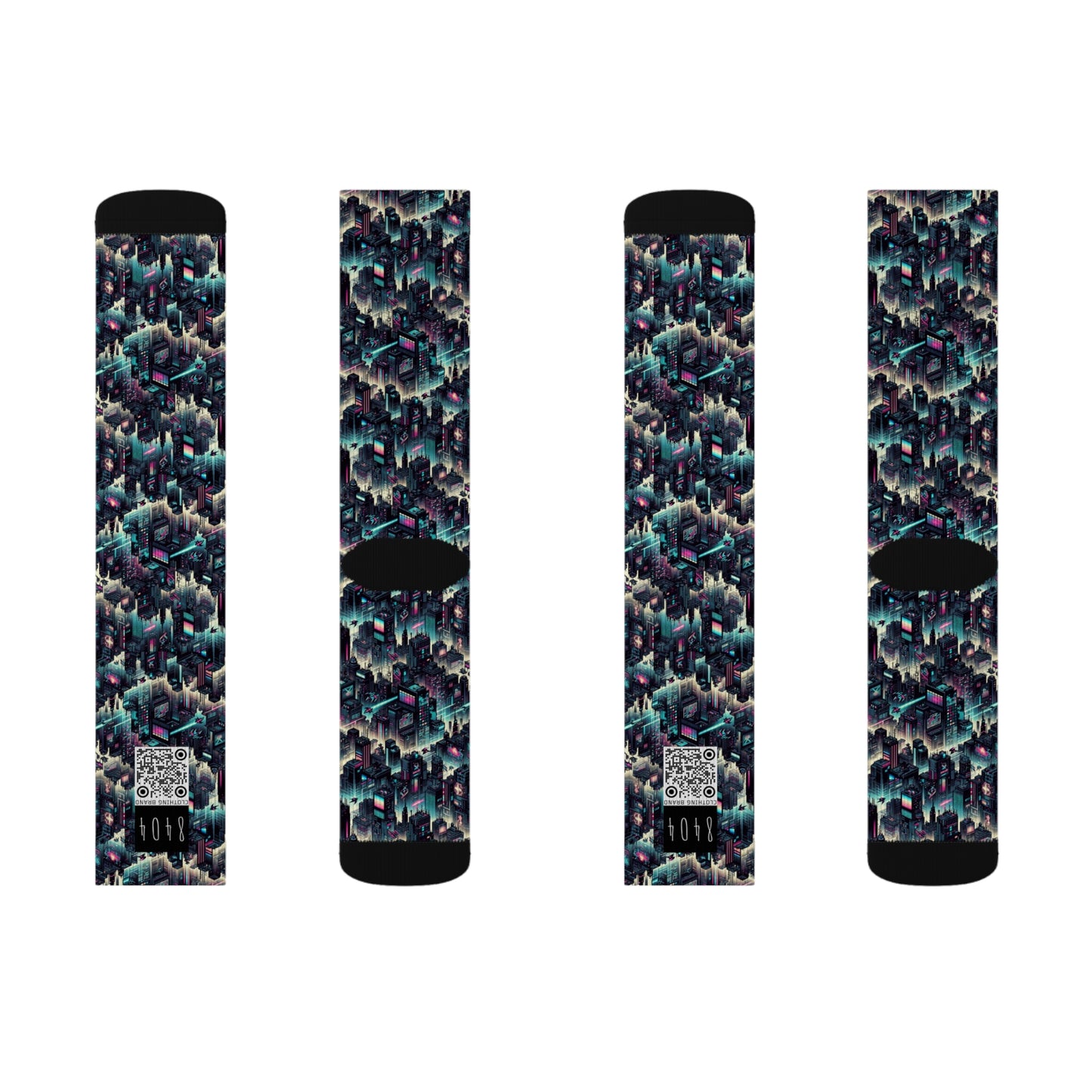 Digital Rebellion Tech-Inspired Streetwear Sublimation Socks - 8404 Design-51