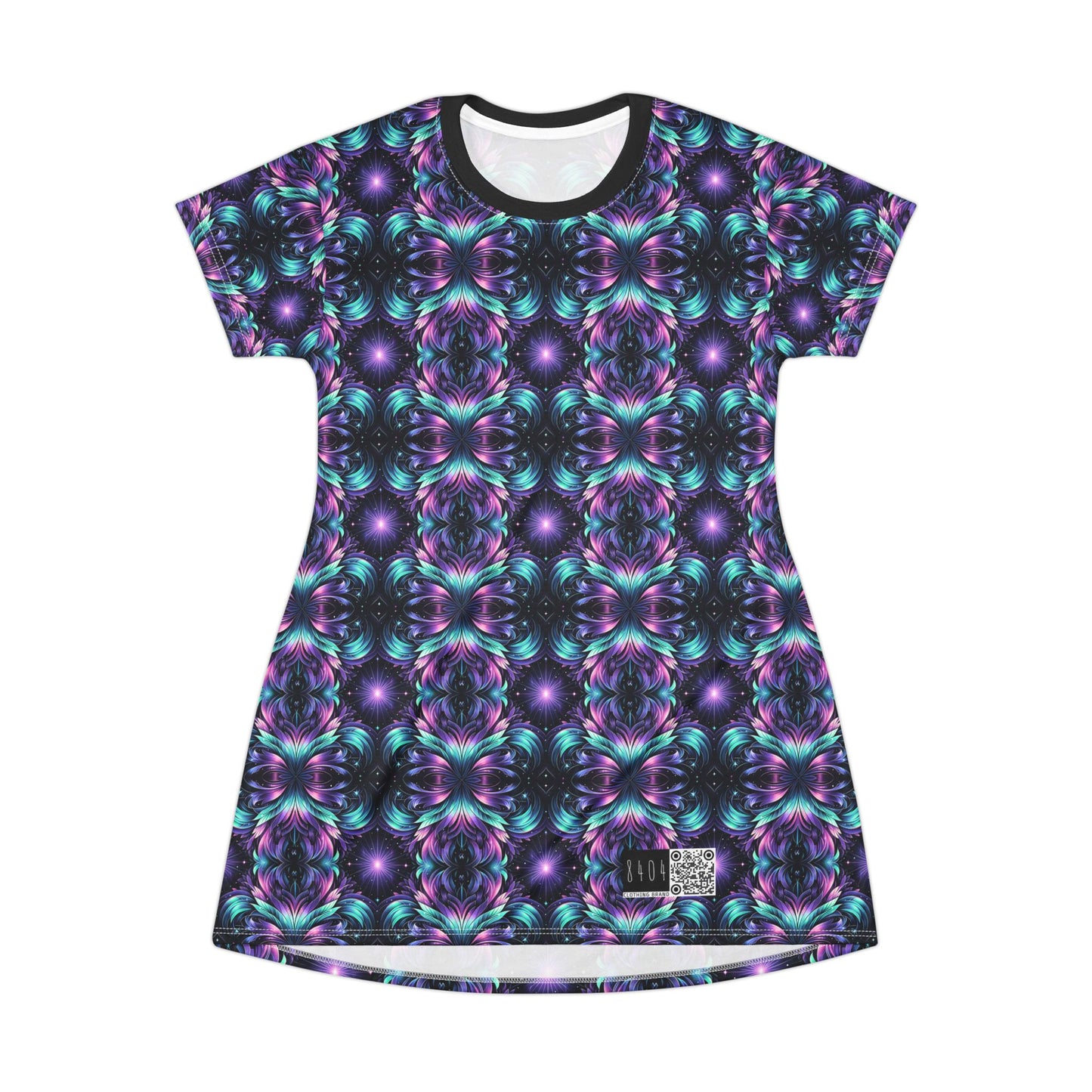 Iridescent Dream Futuristic Tech T-Shirt Dress - 8404 Design-60