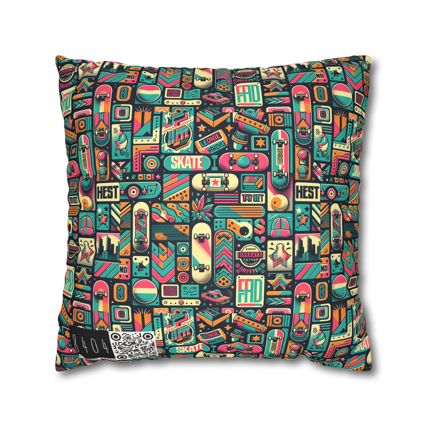 Skate Culture Revival Urban Retro Cool Faux Suede Square Pillowcase - 8404 Design-61