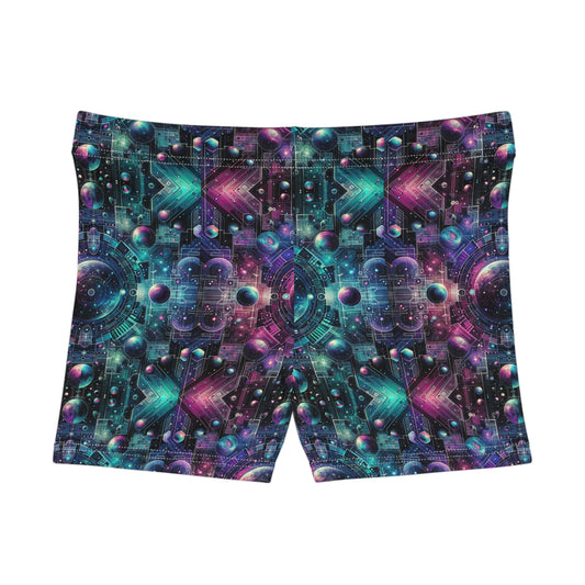 Galactic Hues Tech-Forward Cosmic Fusion Women's Shorts - 8404 Design-59