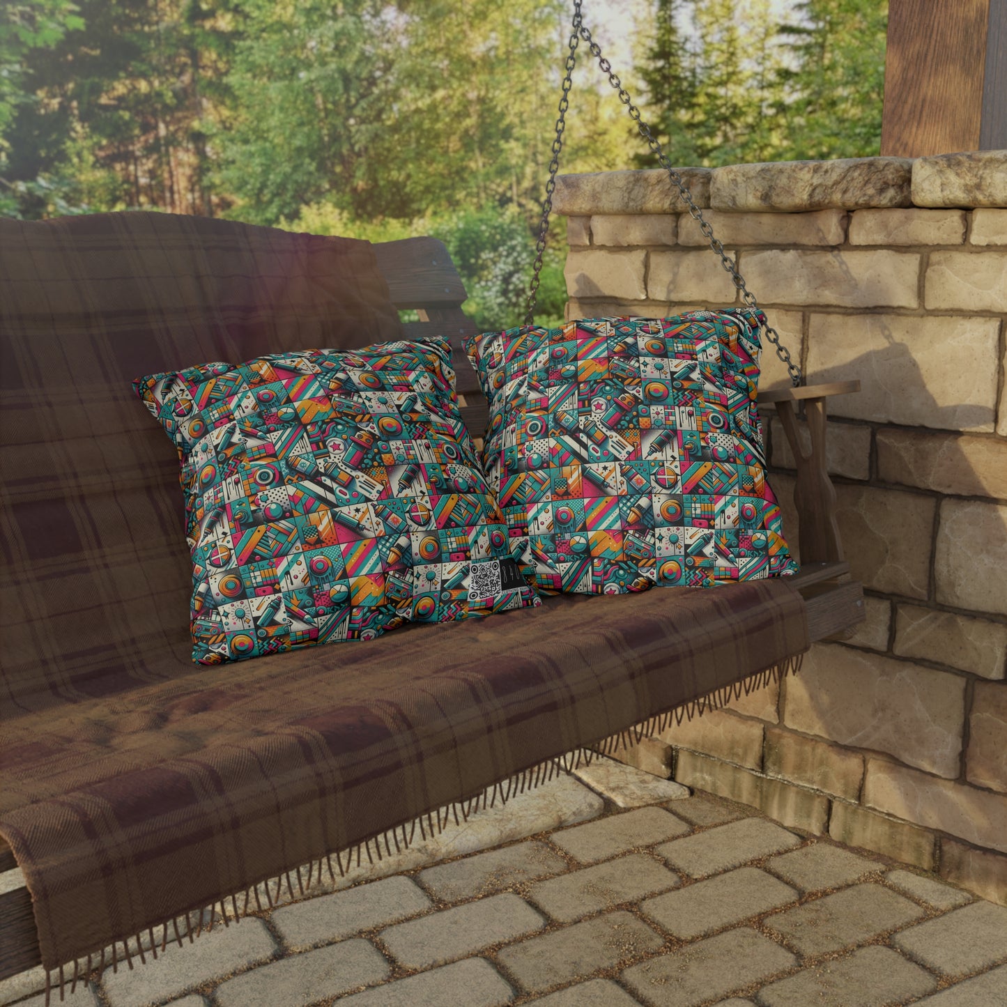 Graffiti Fusion Modern Street Art Fusion Outdoor Pillow - 8404 Design-58