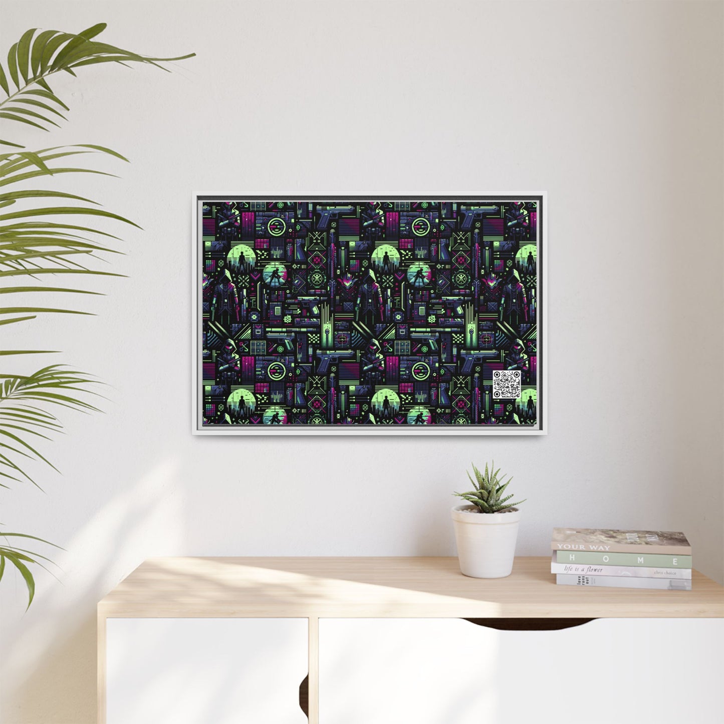Tech Noir Futuristic Cyberpunk Matte Canvas, Framed (multi-Color) - 8404 Design-63 A