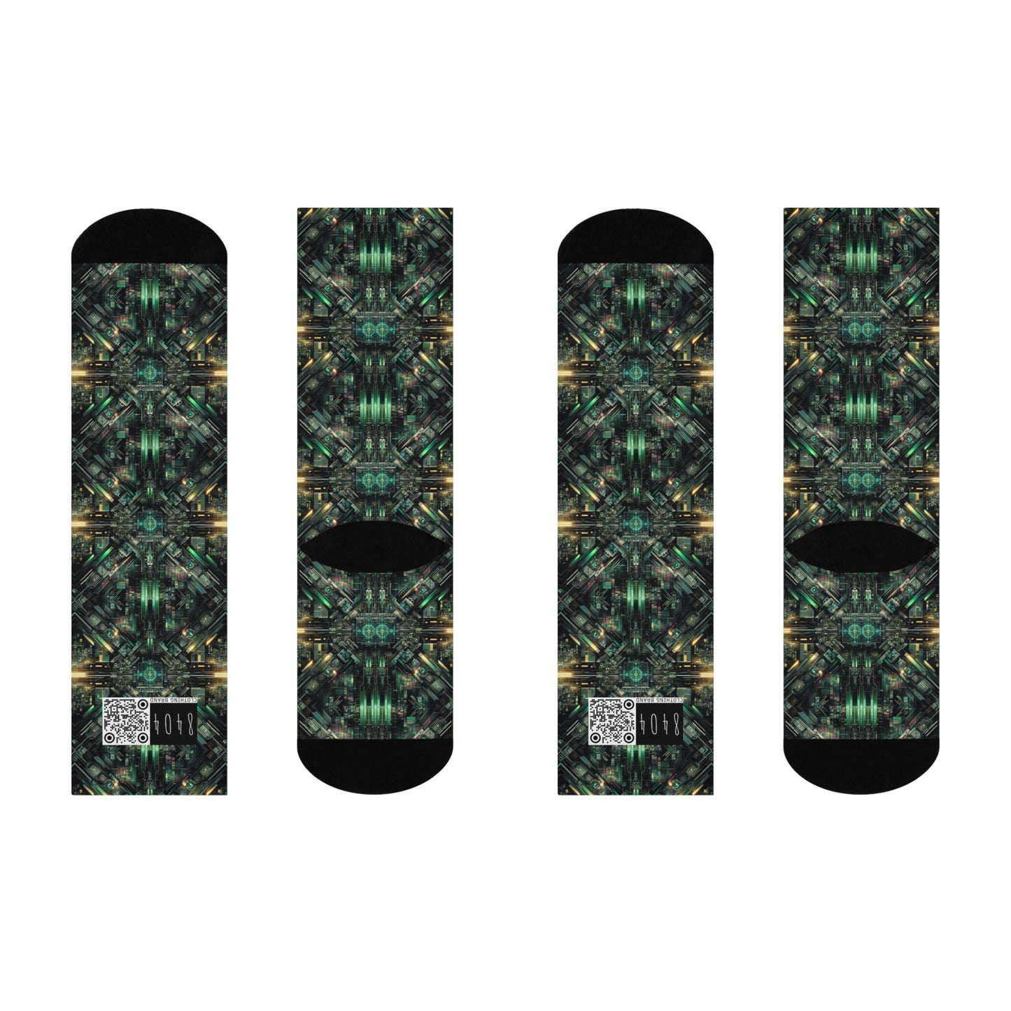 Tech Noir Graphics Tech-Inspired Streetwear Cushioned Crew Socks - 8404 Design-56