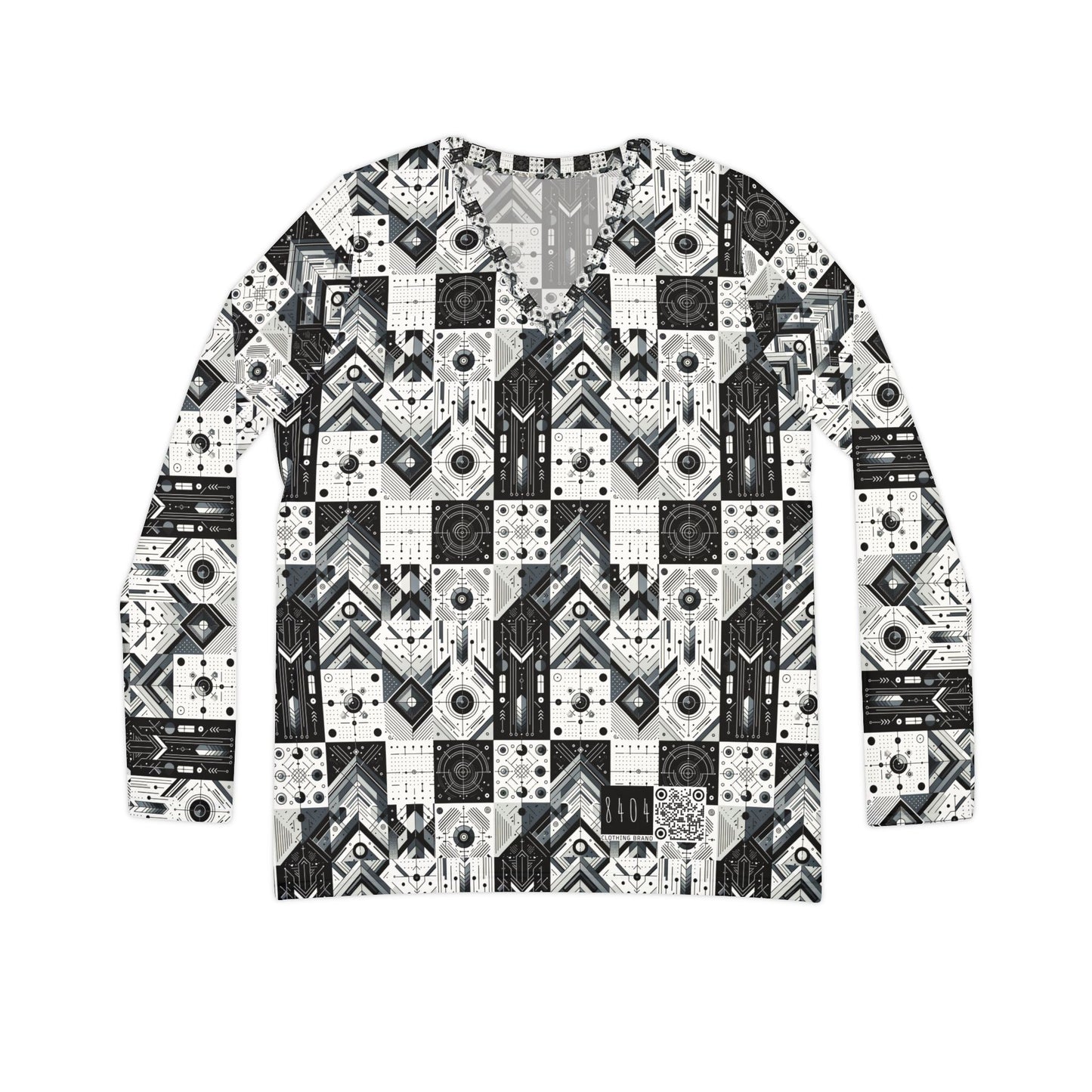 Digital Minimalism Minimalist Tech Women's Long Sleeve V-Neck Shirt - 8404 Design-50