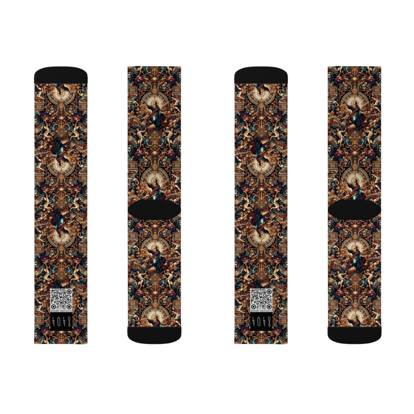Digital Renaissance Luxurious Streetwear Inspired By Classical Art With a Modern Twist Sublimation Socks - 8404 Design-64