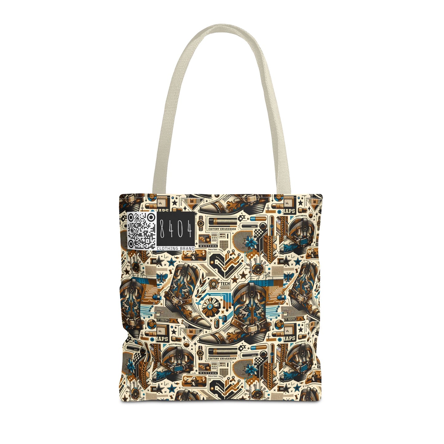 Digital Cowboy Chic Tech-Infused Western Fusion Tote Bag - 8404 Design-45