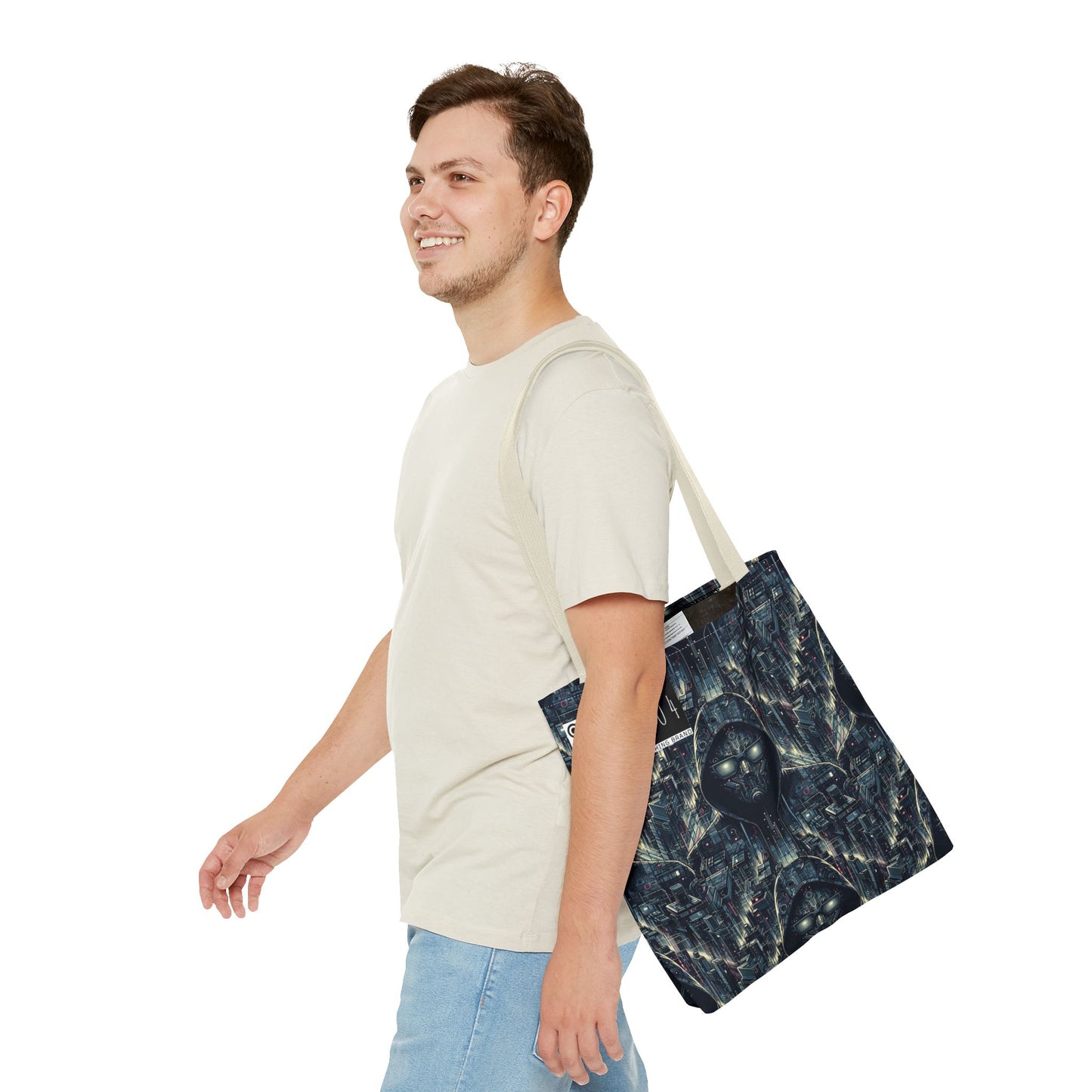 Tech Noir Aesthetics Sleek Tech Streetwear Tote Bag - 8404 Design-56