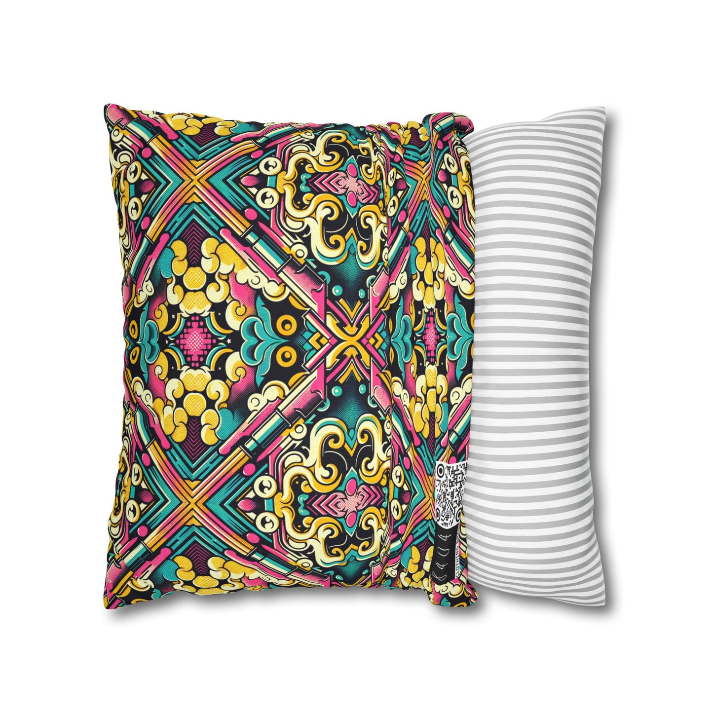 Neon Pop Art Revival Pop Culture Retro Spun Polyester Square Pillowcase - 8404 Design-59