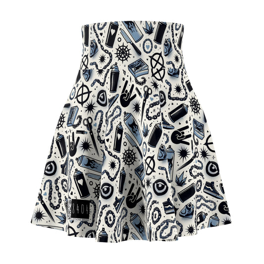 Cultural Rebellion Graphics Edgy and Rebellious With a Hint of Nostalgia Women's Skater Skirt - 8404 Design-57