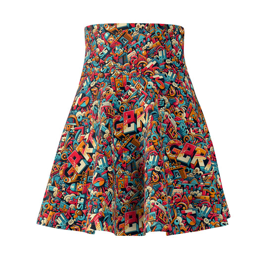 Neo-Traditional Street Art Modern Street Art Fusion Women's Skater Skirt - 8404 Design-58