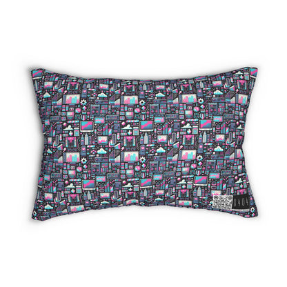 Digital Rebellion Youthful Streetwear with a Rebellious Digital Twist Spun Polyester Lumbar Pillow - 8404 Design-71 S