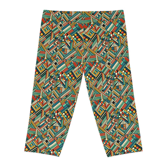 Abstract Graphic Art Modern Artistic Expression Women's Capri Leggings - 8404 Design-67